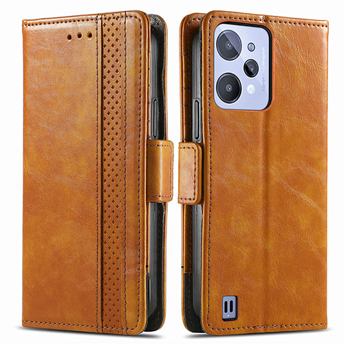 Leather Case Stands Flip Cover Holder S02D for Realme C31 Light Brown