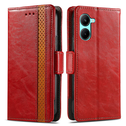 Leather Case Stands Flip Cover Holder S02D for Realme C33 Red