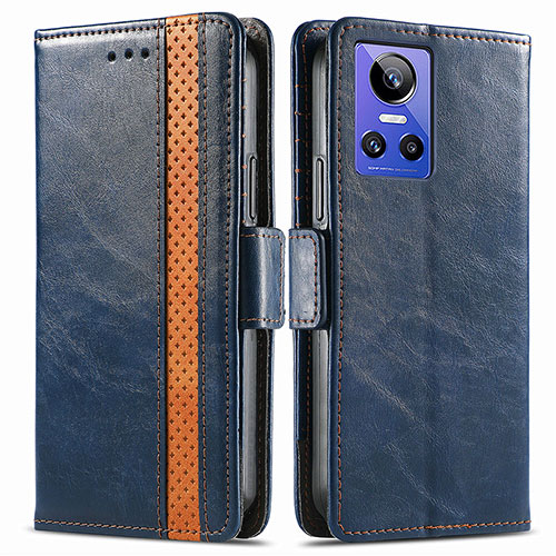 Leather Case Stands Flip Cover Holder S02D for Realme GT Neo3 5G Blue