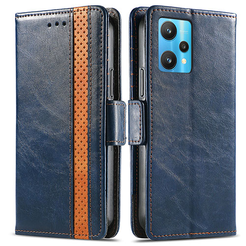 Leather Case Stands Flip Cover Holder S02D for Realme Q5 5G Blue