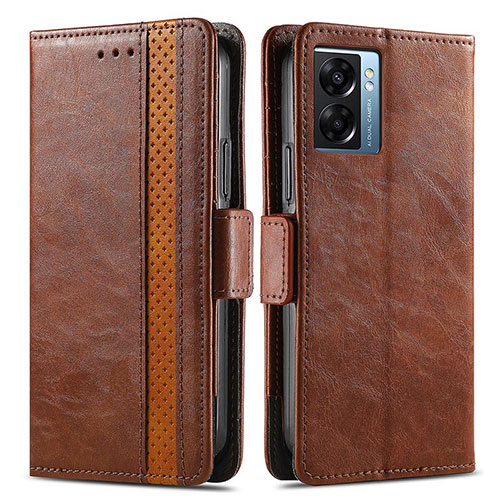 Leather Case Stands Flip Cover Holder S02D for Realme V23i 5G Brown