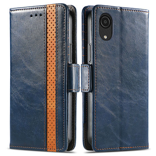 Leather Case Stands Flip Cover Holder S02D for Samsung Galaxy A03 Core Blue