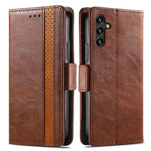 Leather Case Stands Flip Cover Holder S02D for Samsung Galaxy A04s Brown