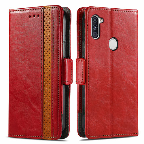 Leather Case Stands Flip Cover Holder S02D for Samsung Galaxy A11 Red