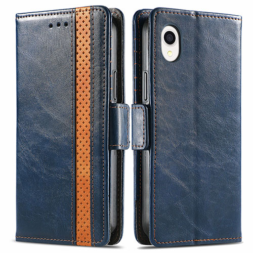 Leather Case Stands Flip Cover Holder S02D for Samsung Galaxy A22 5G SC-56B Blue