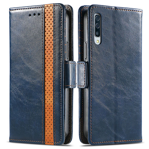 Leather Case Stands Flip Cover Holder S02D for Samsung Galaxy A30S Blue