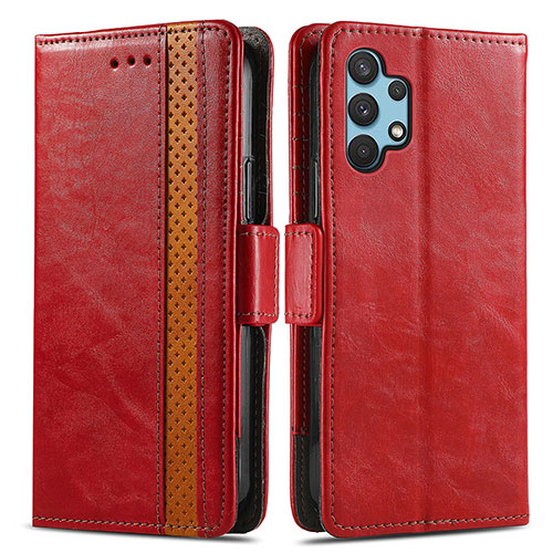 Leather Case Stands Flip Cover Holder S02D for Samsung Galaxy A32 4G Red