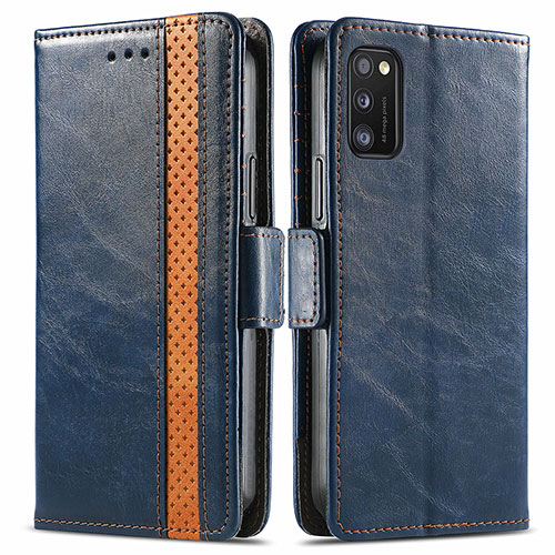Leather Case Stands Flip Cover Holder S02D for Samsung Galaxy A41 Blue