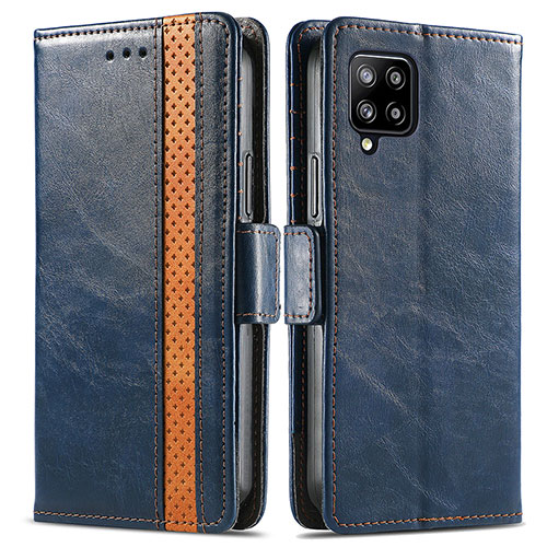 Leather Case Stands Flip Cover Holder S02D for Samsung Galaxy A42 5G Blue