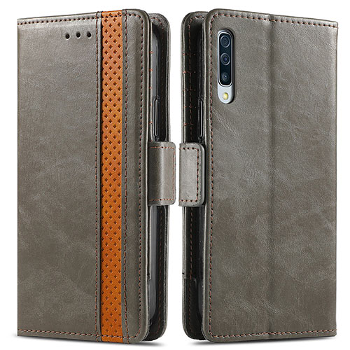 Leather Case Stands Flip Cover Holder S02D for Samsung Galaxy A50 Gray