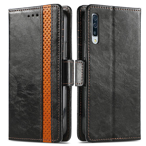 Leather Case Stands Flip Cover Holder S02D for Samsung Galaxy A70 Black