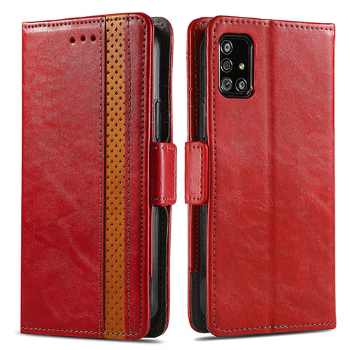 Leather Case Stands Flip Cover Holder S02D for Samsung Galaxy A71 4G A715 Red