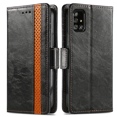 Leather Case Stands Flip Cover Holder S02D for Samsung Galaxy A71 5G Black