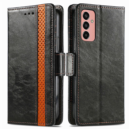 Leather Case Stands Flip Cover Holder S02D for Samsung Galaxy F13 4G Black