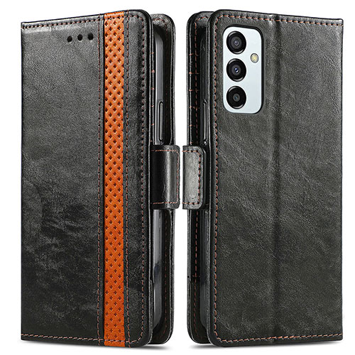 Leather Case Stands Flip Cover Holder S02D for Samsung Galaxy F23 5G Black