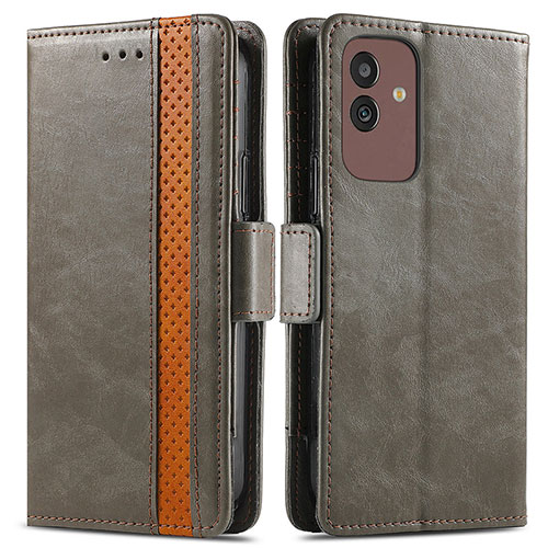 Leather Case Stands Flip Cover Holder S02D for Samsung Galaxy M13 5G Gray