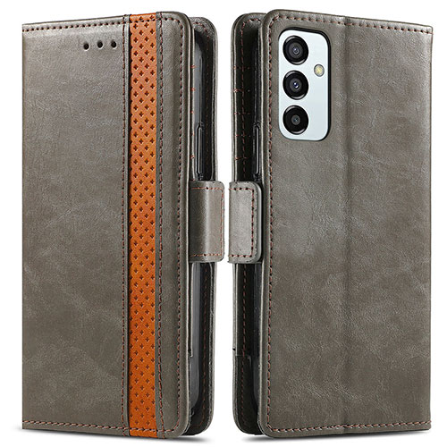 Leather Case Stands Flip Cover Holder S02D for Samsung Galaxy M23 5G Gray