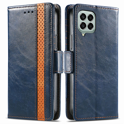 Leather Case Stands Flip Cover Holder S02D for Samsung Galaxy M33 5G Blue