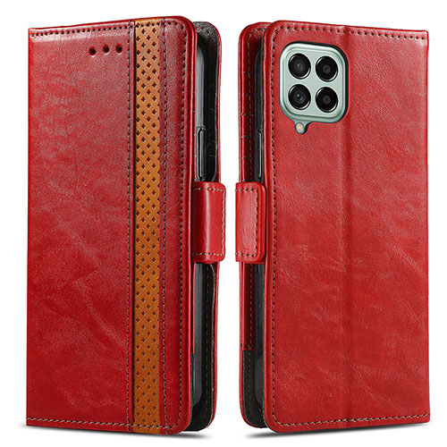 Leather Case Stands Flip Cover Holder S02D for Samsung Galaxy M53 5G Red