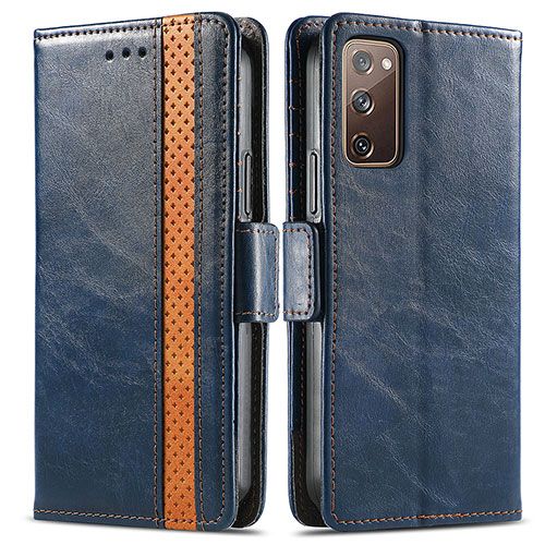 Leather Case Stands Flip Cover Holder S02D for Samsung Galaxy S20 FE (2022) 5G Blue