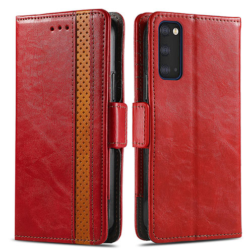 Leather Case Stands Flip Cover Holder S02D for Samsung Galaxy S20 Plus Red