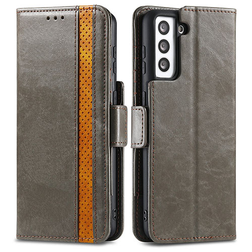 Leather Case Stands Flip Cover Holder S02D for Samsung Galaxy S24 Plus 5G Gray