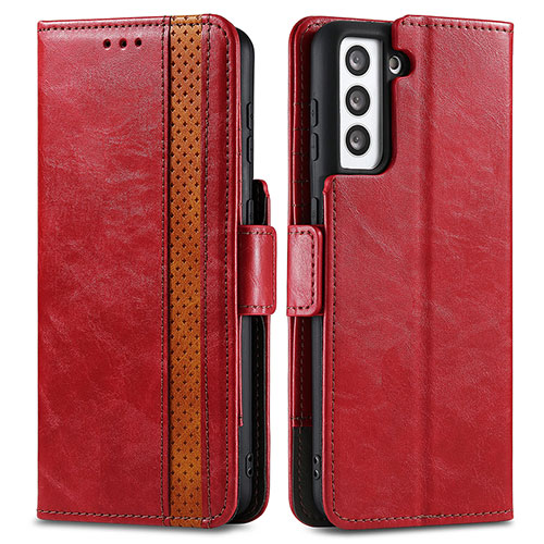 Leather Case Stands Flip Cover Holder S02D for Samsung Galaxy S25 Plus 5G Red