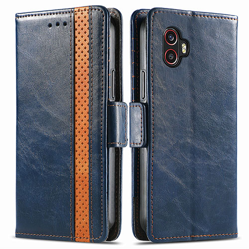 Leather Case Stands Flip Cover Holder S02D for Samsung Galaxy XCover 6 Pro 5G Blue