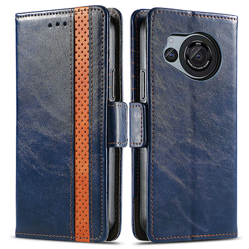 Leather Case Stands Flip Cover Holder S02D for Sharp Aquos R8 Blue