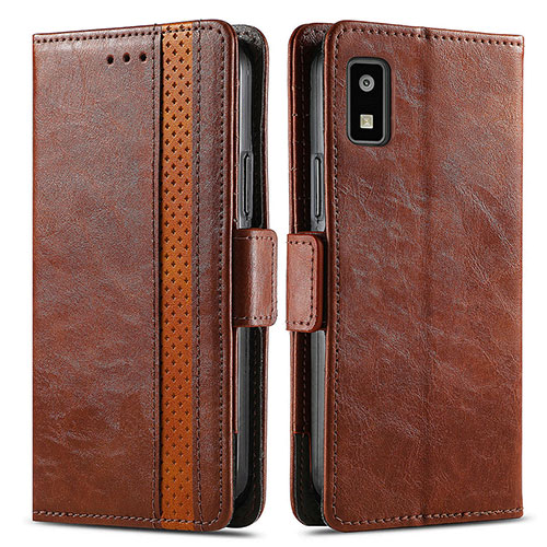 Leather Case Stands Flip Cover Holder S02D for Sharp Aquos wish3 Brown