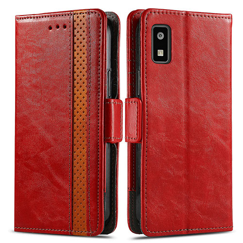 Leather Case Stands Flip Cover Holder S02D for Sharp Aquos wish3 Red