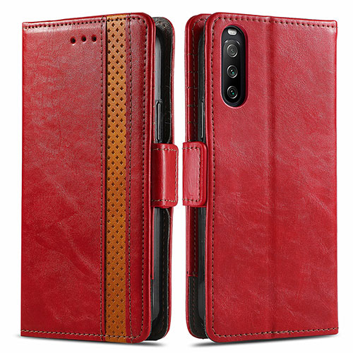 Leather Case Stands Flip Cover Holder S02D for Sony Xperia 10 III Lite Red