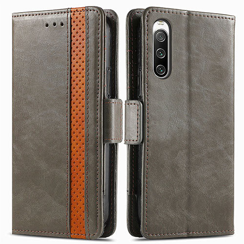 Leather Case Stands Flip Cover Holder S02D for Sony Xperia 10 IV SO-52C Gray