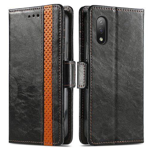 Leather Case Stands Flip Cover Holder S02D for Sony Xperia Ace II Black