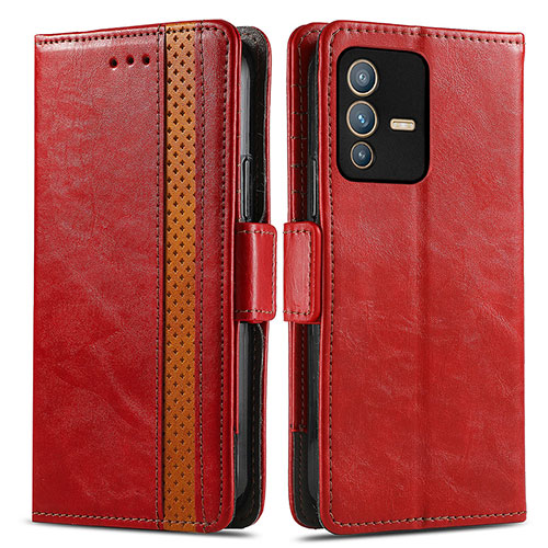 Leather Case Stands Flip Cover Holder S02D for Vivo V23 5G Red