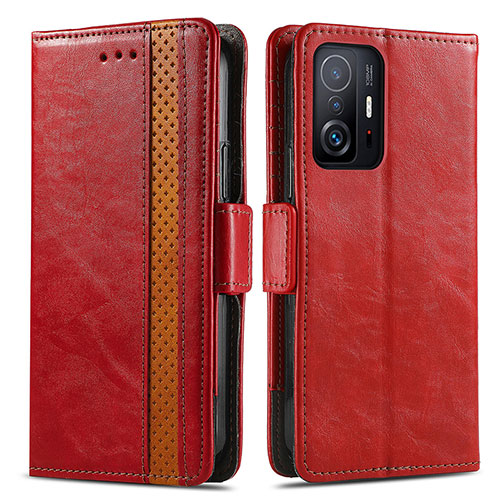 Leather Case Stands Flip Cover Holder S02D for Xiaomi Mi 11T 5G Red