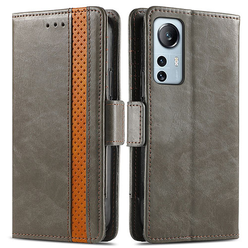 Leather Case Stands Flip Cover Holder S02D for Xiaomi Mi 12S 5G Gray