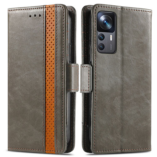 Leather Case Stands Flip Cover Holder S02D for Xiaomi Mi 12T 5G Gray