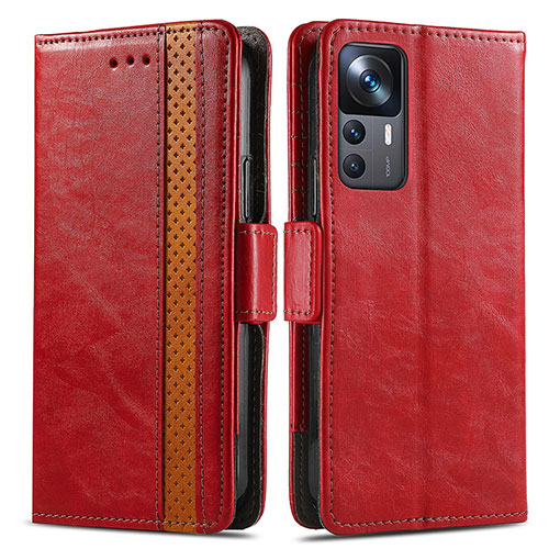 Leather Case Stands Flip Cover Holder S02D for Xiaomi Mi 12T 5G Red