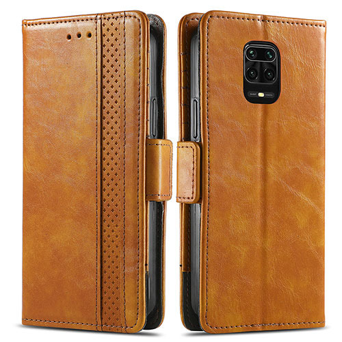 Leather Case Stands Flip Cover Holder S02D for Xiaomi Poco M2 Pro Light Brown