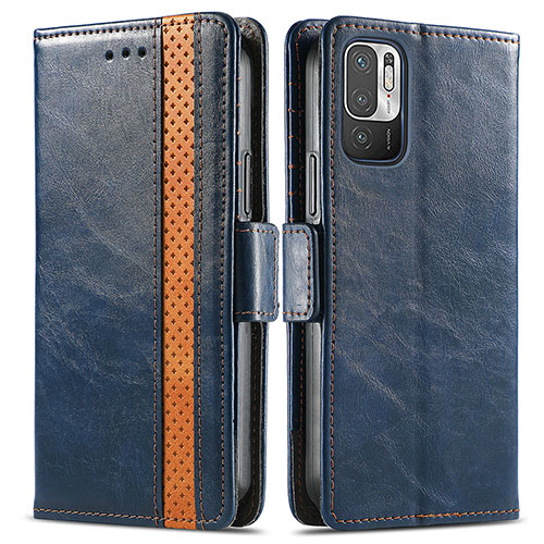 Leather Case Stands Flip Cover Holder S02D for Xiaomi POCO M3 Pro 5G Blue