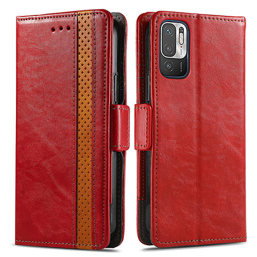 Leather Case Stands Flip Cover Holder S02D for Xiaomi POCO M3 Pro 5G Red