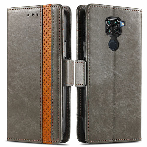 Leather Case Stands Flip Cover Holder S02D for Xiaomi Redmi 10X 4G Gray