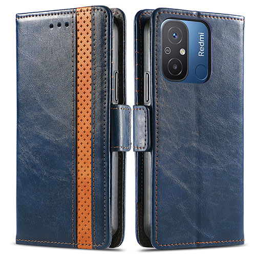 Leather Case Stands Flip Cover Holder S02D for Xiaomi Redmi 11A 4G Blue