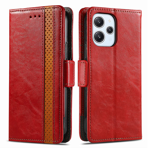 Leather Case Stands Flip Cover Holder S02D for Xiaomi Redmi 12 4G Red