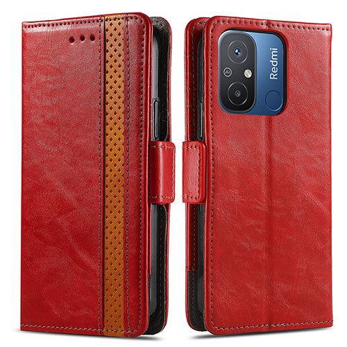 Leather Case Stands Flip Cover Holder S02D for Xiaomi Redmi 12C 4G Red