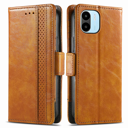 Leather Case Stands Flip Cover Holder S02D for Xiaomi Redmi A1 Light Brown