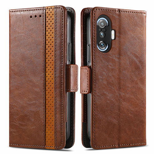 Leather Case Stands Flip Cover Holder S02D for Xiaomi Redmi K40 Gaming 5G Brown