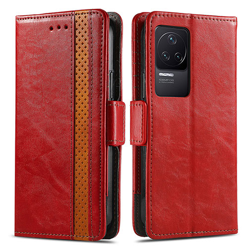 Leather Case Stands Flip Cover Holder S02D for Xiaomi Redmi K50 5G Red