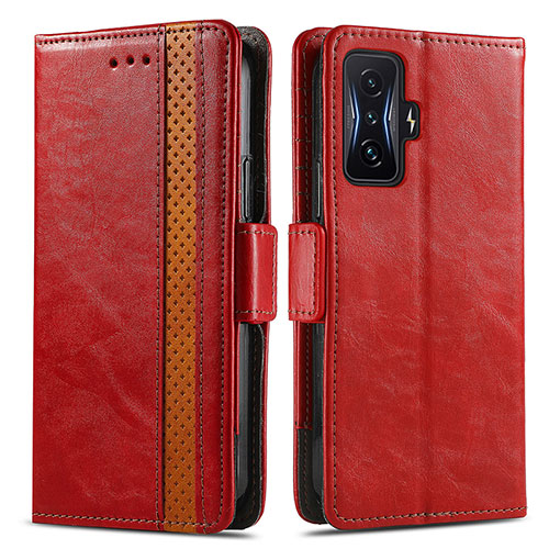 Leather Case Stands Flip Cover Holder S02D for Xiaomi Redmi K50 Gaming AMG F1 5G Red